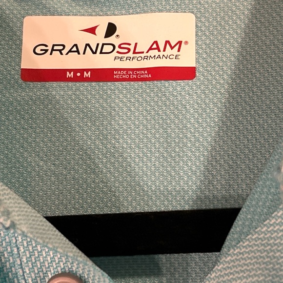 NEW Grand Slam Polo Golf Men’s Performance Radiance Medium Sky Blue Retail $60 - Picture 5 of 8
